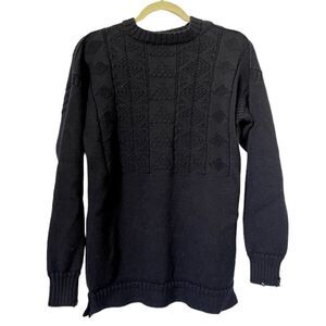 NEW Maison Margiela black blue wool jacquard knit distressed sweater unisex